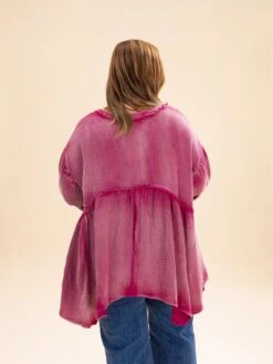 Washed Raw Edge Puff Sleeve Peplum Top | S-3XL -Discount Divas Shop 27ab1456490f7e5c6c90c5210d195329