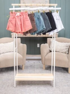 Zenana Washed Fray Hem Denim Shorts | S - L