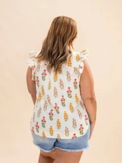 Floral Button Up Top W/ Ruffle Short Sleeves | S-L -Discount Divas Shop 27d3d08407d62a4063bae3615311a63b