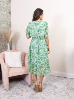 Floral Woven Short Sleeve Midi Dress | S - 3X -Discount Divas Shop 27f335fe524a56adccd4e0e7410fc7bb