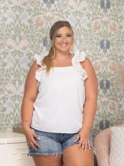 Solid Ruffle Trim Sleeveless Top | S - XL