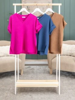 Crinkle Textured V-Neck Drop Shoulder Top | S-3X Pair W/ 53466