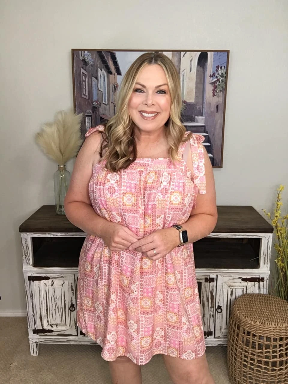 Patterned Tie Strap Dress | S - 3X 4 Patterned Tie Strap Dress | S - 3X - Image 4