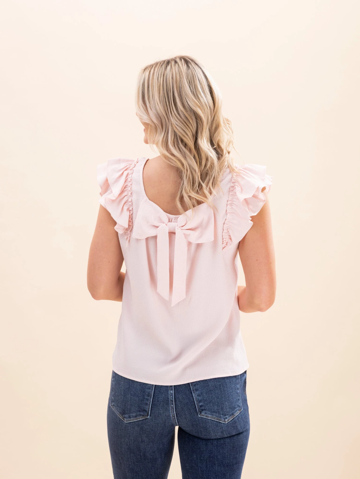 Textured Bow Knot Frilled Butterfly Sleeve Blouse | S-2XL 3 Textured Bow Knot Frilled Butterfly Sleeve Blouse | S-2XL - Image 3