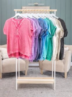 Zenana Washed Double Gauze 3/4 Button Henley Top | S/M-L/XL -Discount Divas Shop 29e84990d2ee79af28d44f0c8e18ae67