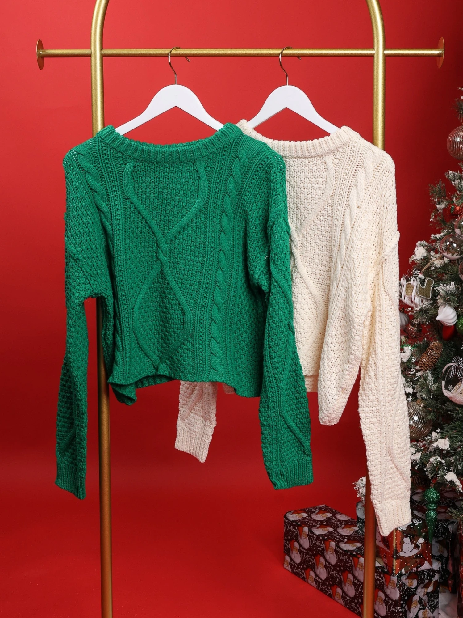 Crew Neck Long Sleeve Cable Knit Sweater | S-L 1 Crew Neck Long Sleeve Cable Knit Sweater | S-L