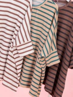 Fall Striped Raised Rib Easy Fit3/4 Sleeve Top By DD Design | Reg-Plus 17 Fall Striped Raised Rib Easy Fit3/4 Sleeve Top By DD Design | Reg-Plus -Discount Divas Shop 2aeebb229cc12c955d94788c63089309