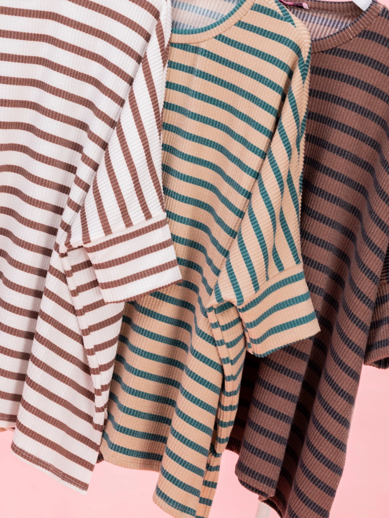 Fall Striped Raised Rib Easy Fit3/4 Sleeve Top By DD Design | Reg-Plus 4 Fall Striped Raised Rib Easy Fit3/4 Sleeve Top By DD Design | Reg-Plus - Image 4