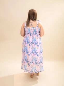 Floral Print Smocked Bodice Midi Dress With Tie Straps | S-3XL -Discount Divas Shop 2b4ff775c6354c35fb0dbef1bad0af61