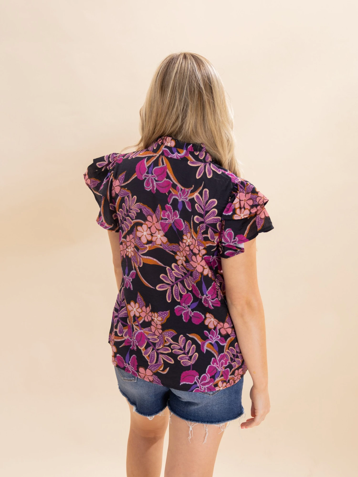 Floral Printed Ruffle Sleeve Blouse | S-3XL 3 Floral Printed Ruffle Sleeve Blouse | S-3XL - Image 3