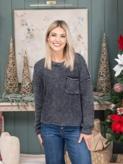 Mineral Washed Sweater W/ Chest Pocket | S - 3XL -Discount Divas Shop 2caf44fc10c52745270ef2202907d82b