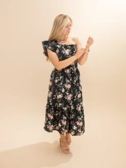 One Shoulder Floral Midi Dress | S-L -Discount Divas Shop 2d5bcc58d6f6f684fb57c00d04ea4469