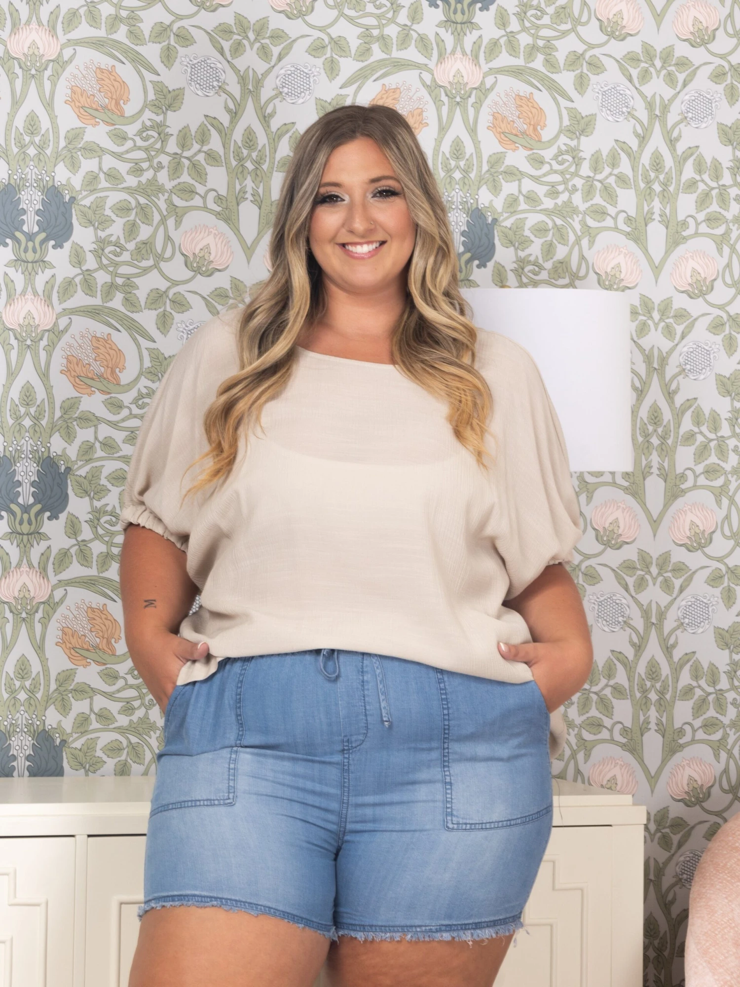 High Waisted Solid Woven Shorts W/ String | S-3X 1 High Waisted Solid Woven Shorts W/ String | S-3X