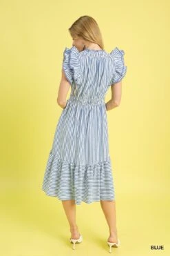 Stripe V-Neck Midi Dress | S - L Umgee -Discount Divas Shop 2f6edfc3e95bb4aab3932dcb0608a96b