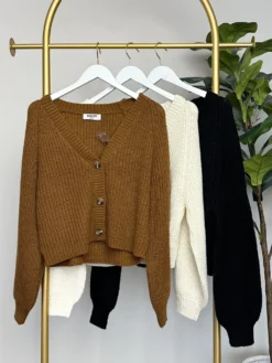 Ribbed Button Front Cardigan | S-L