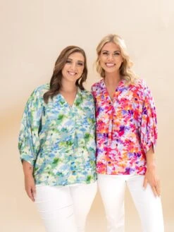 Floral Print V Neck Blouse | S-L