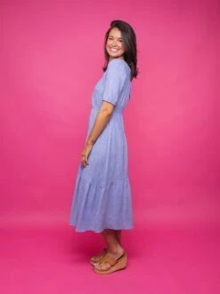 Short Puff Sleeve Textured Woven Midi Dress | S - L -Discount Divas Shop 30dbb39615a7804a747fbbd9cace67c5