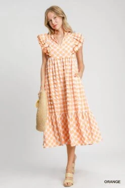 Gingham Checkered Midi Dress | S - L Umgee