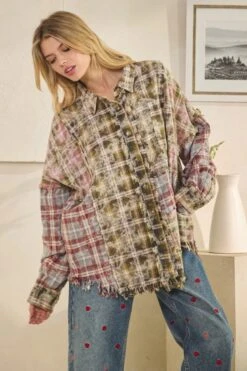 Washed Plaid Mixed Button Down Shirt | S - XL Oli & Hali -Discount Divas Shop 31b2dfe6e556d327822e6b56354390f7