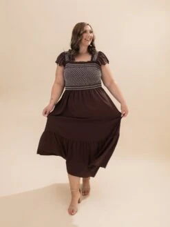 Woven Midi Dress With Embroidery Bodice Smocking | S - 3XL -Discount Divas Shop 31e7763fdffb8d127c0d45b1929a2388