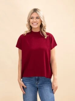 Zenana Viscose Mock Neck Short Sleeve Boxy Sweater | S-L -Discount Divas Shop 32134325a72e8650ba75d2f7c0ce046e