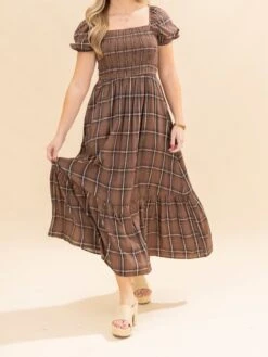 Plaid Smocked Puff Sleeve Ruffle Hem Midi Dress | S-L 22 Plaid Smocked Puff Sleeve Ruffle Hem Midi Dress | S-L -Discount Divas Shop 330bc3a82e3231175bea5a44d52a213d