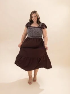 Woven Midi Dress With Embroidery Bodice Smocking | S - 3XL -Discount Divas Shop 33b0f8c8cc9c87ae285e475b859ccc14