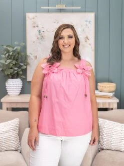 Solid Poplin Sleeveless Top With Floral Strap Detail | S-3XL -Discount Divas Shop 33f4dac01f1bd519a84580a423a6bbb5