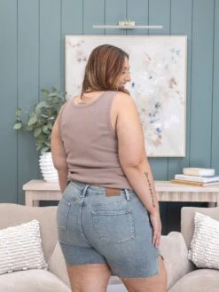 Judy Blue High Waist Side Slit Shorts | S - 3XL -Discount Divas Shop 350bc80f2c2502211d7bde9d18b59f78