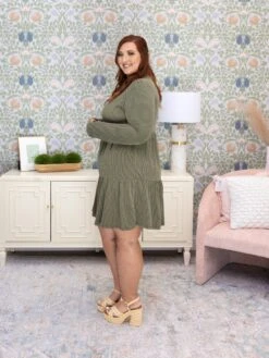 Raised Rib Long Sleeve Tiered Dress | S - 3X -Discount Divas Shop 354ef375c446ac64d03c57470cec6480