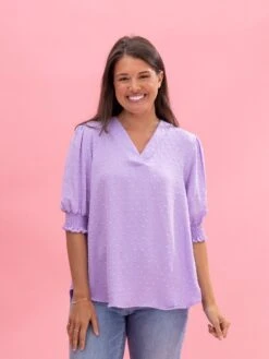 Airflow Dot Smocked Sleeve Top By DD Design | S-3X -Discount Divas Shop 3555c33242a6682160835ed356796ff7