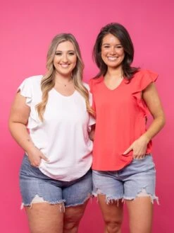 Scoop Neck Short Ruffle Sleeve Top | S - XL