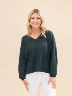 V Neck Waffle Knit Top By DD Design | S-3XL -Discount Divas Shop 35dfc643604f9551660bae74dacc53e6