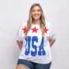 USA Star Printed 3/4 Sleeve Sweatshirt With Boat Neck | S - 3XL Americana