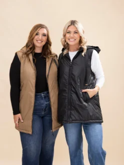 Zip Up Puff Hoodie Vest | S-L