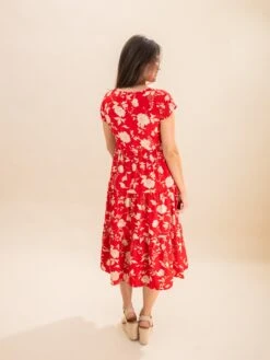 Floral Print Buttoned Front V Neck Tiered Short Sleeve Midi Dress | S-XL -Discount Divas Shop 376e5f0ef081da3c62ddaf4d15da73d5