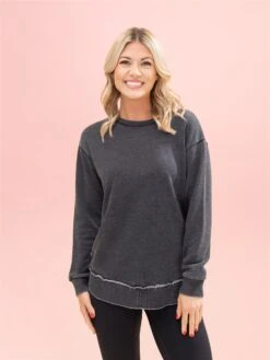 Lived In Rounded Hem Garment Washed Sweatshirt By DD Design | S - 3XL -Discount Divas Shop 3771699dafba185ccddf99fba9a9fce2