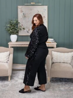 Sequined Bubble Sleeve Jacquard Long Sleeve Top | S - XL Set W/ Sku55267 Lovely Melody -Discount Divas Shop 37f8f2e9026bf7ef6daaed43891bf695