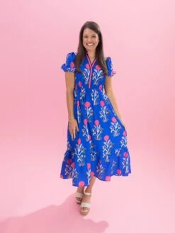 Floral Print Puff Sleeve Maxi Dress | S-XL
