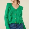 Ruffle Detail Buttoned Sweater Cardigan | S - 3XL Hayden