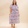 Floral Print Multi Color Tunic Maxi Dress | S-L Bright & Bold Collection