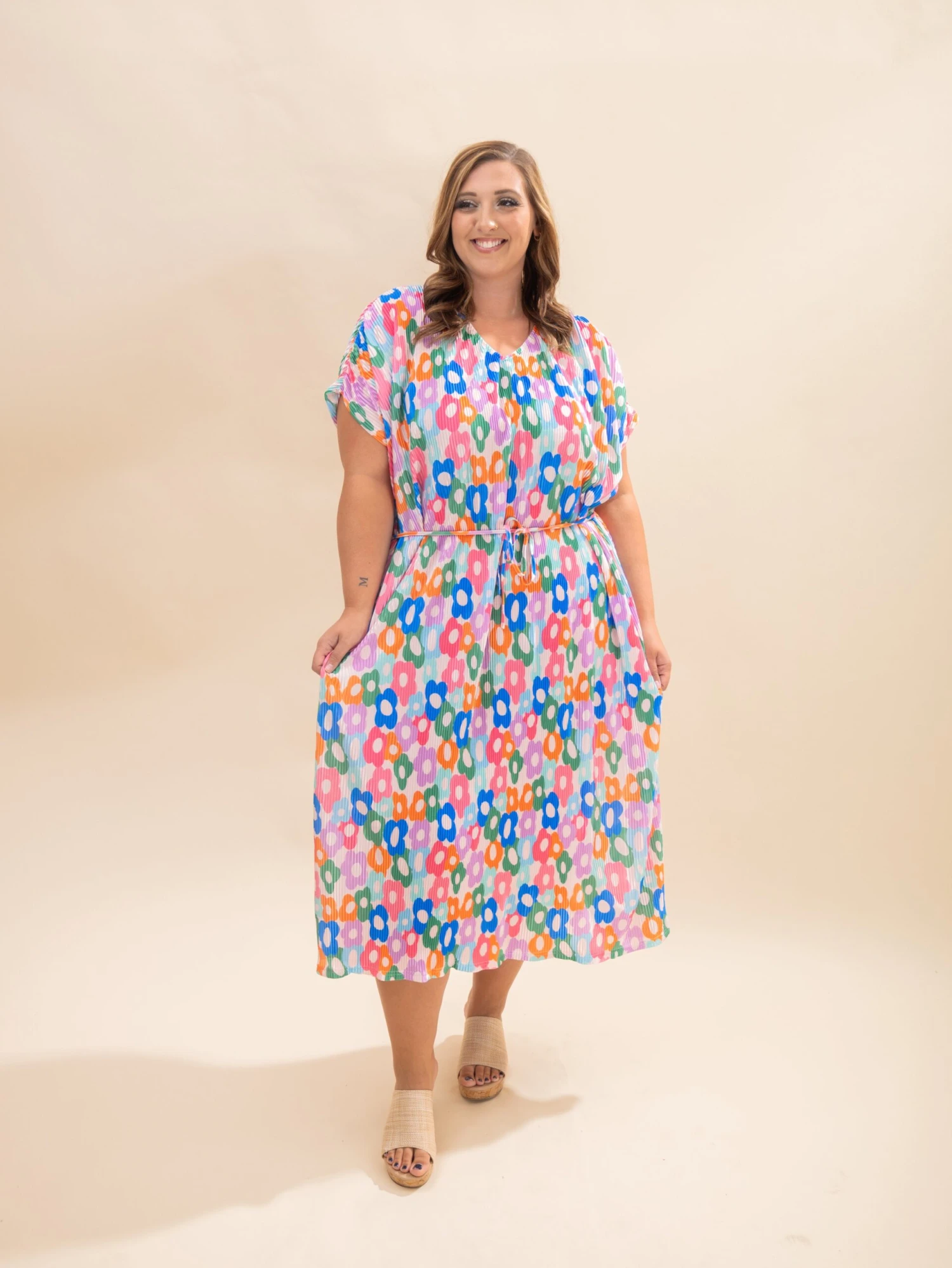 Floral Print Multi Color Tunic Maxi Dress | S-L Bright & Bold Collection 1 Floral Print Multi Color Tunic Maxi Dress | S-L Bright & Bold Collection