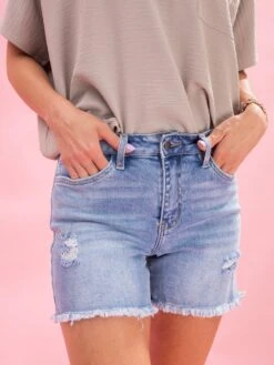 Diva Denim High Rise Fray Hem Short | XS - 3X