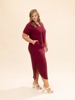 Airflow V Neck Placket W/ Front Pleat Maxi Dress W/ Pockets | S-3X -Discount Divas Shop 3d00d5ef78e739372512a54377f83663