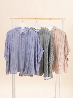 Oversized Striped Woven Blouse | S-XL