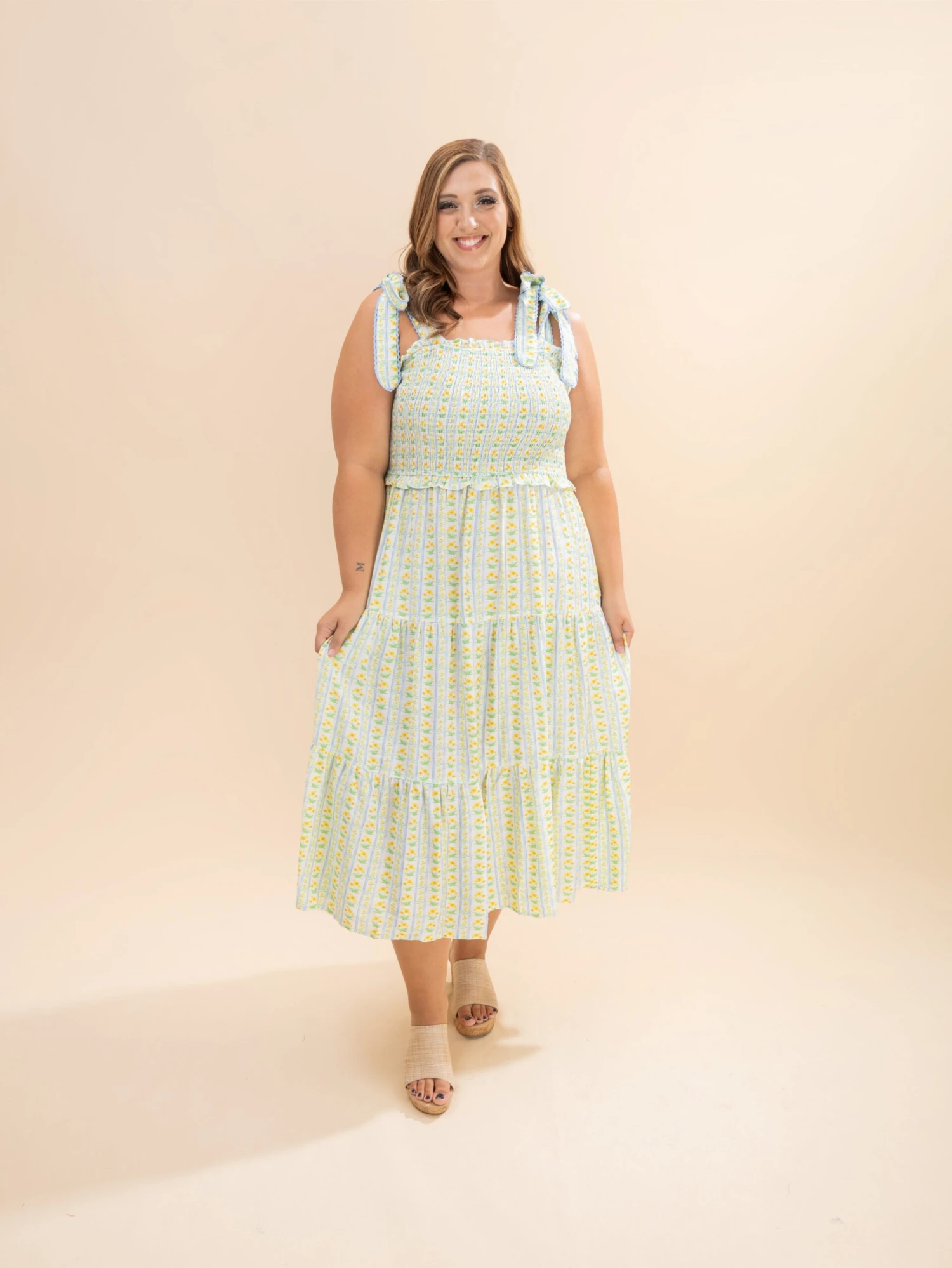 Garden Party Printed Midi Tiered Dress | S-3XL 1 Garden Party Printed Midi Tiered Dress | S-3XL
