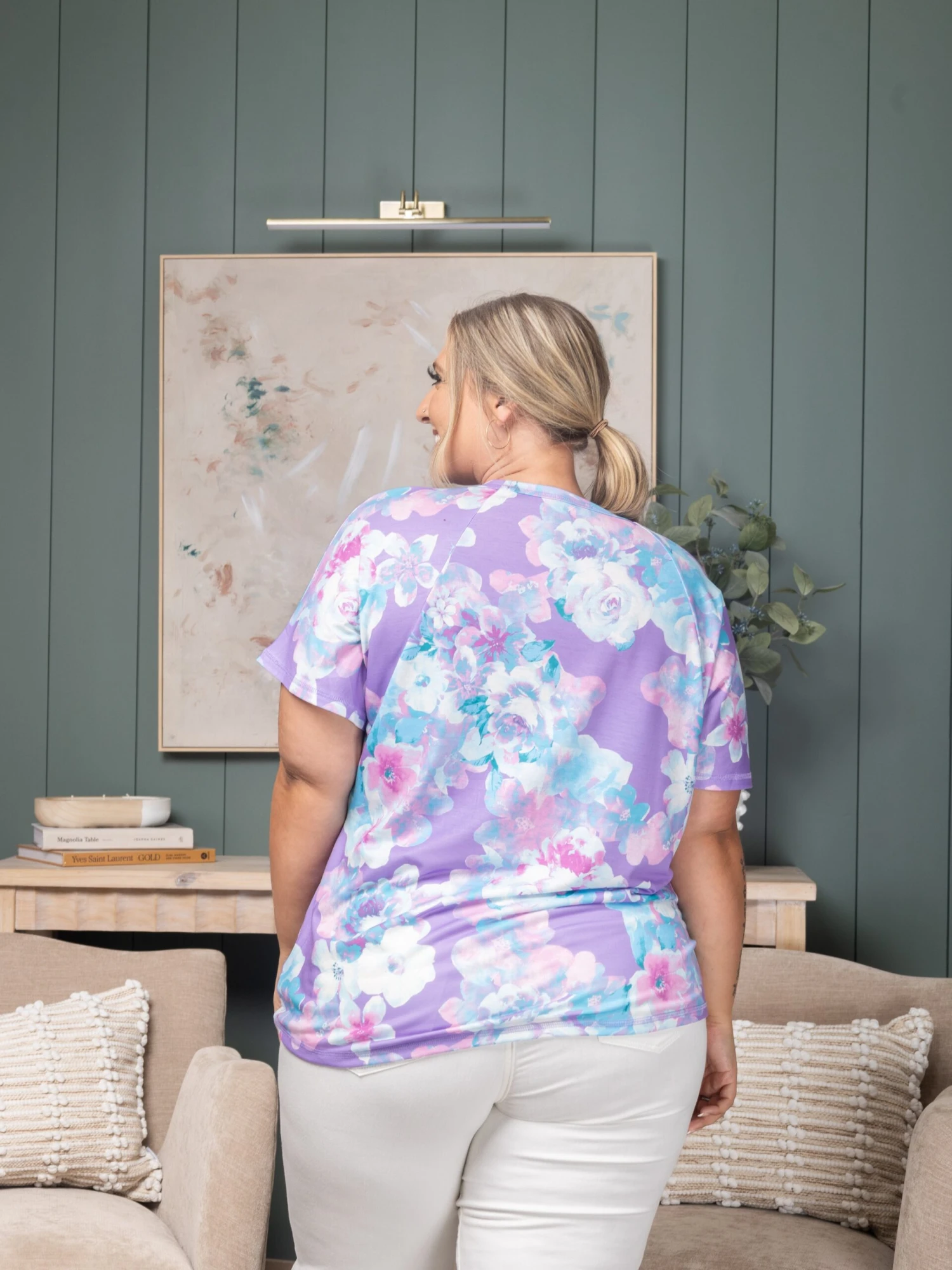 Dolman Short Sleeve Floral Printed Top | S - 3X 3 Dolman Short Sleeve Floral Printed Top | S - 3X - Image 3