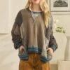 Washed Mix Fabric Sweater Top | S - XL Oli & Hali