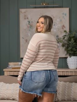 Snap Button Lightweight Striped Long Sleeve Top | S-L -Discount Divas Shop 3db7d4c52f02fccb7af1eb4d7b300571