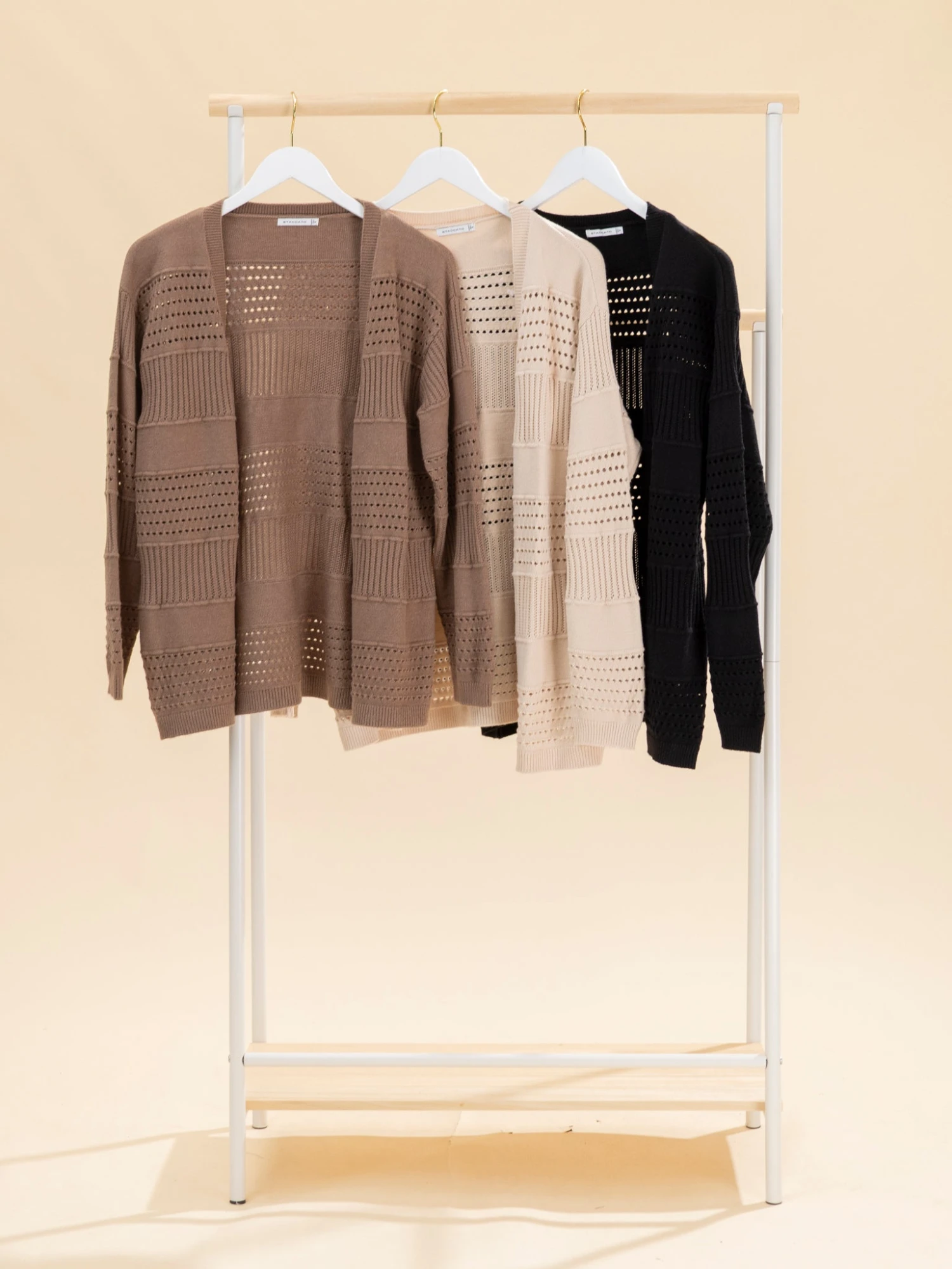 STACCATO Open Front Pointelle Sweater Cardigan | S-XL 1 STACCATO Open Front Pointelle Sweater Cardigan | S-XL